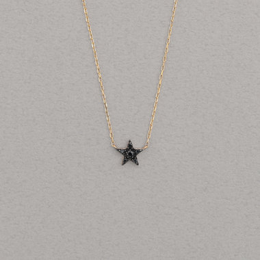 MICROTATTOO_K10ブラックダイヤモンド ネックレス_LUCKY STAR_so black