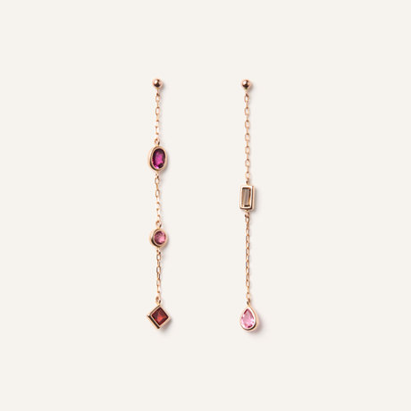 ジュエルモザイク ピンクカラー ピアス