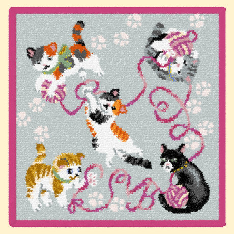 【フェイラーコラボレーション】猫 ハンカチ