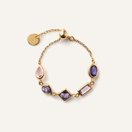 ジュエルモザイク パープルカラー チェーンリング