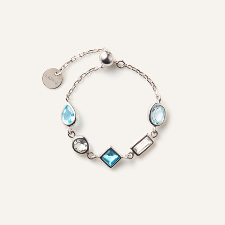 ジュエルモザイク ブルーカラー チェーンリング