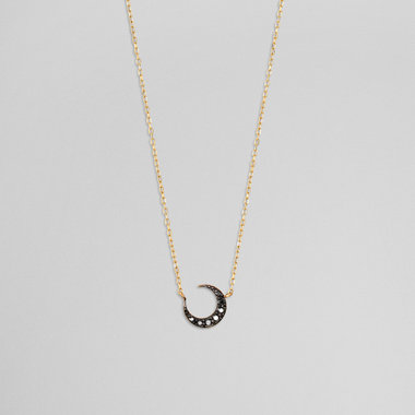 MICROTATTOO_K10ブラックダイヤモンド ネックレス MOON so black